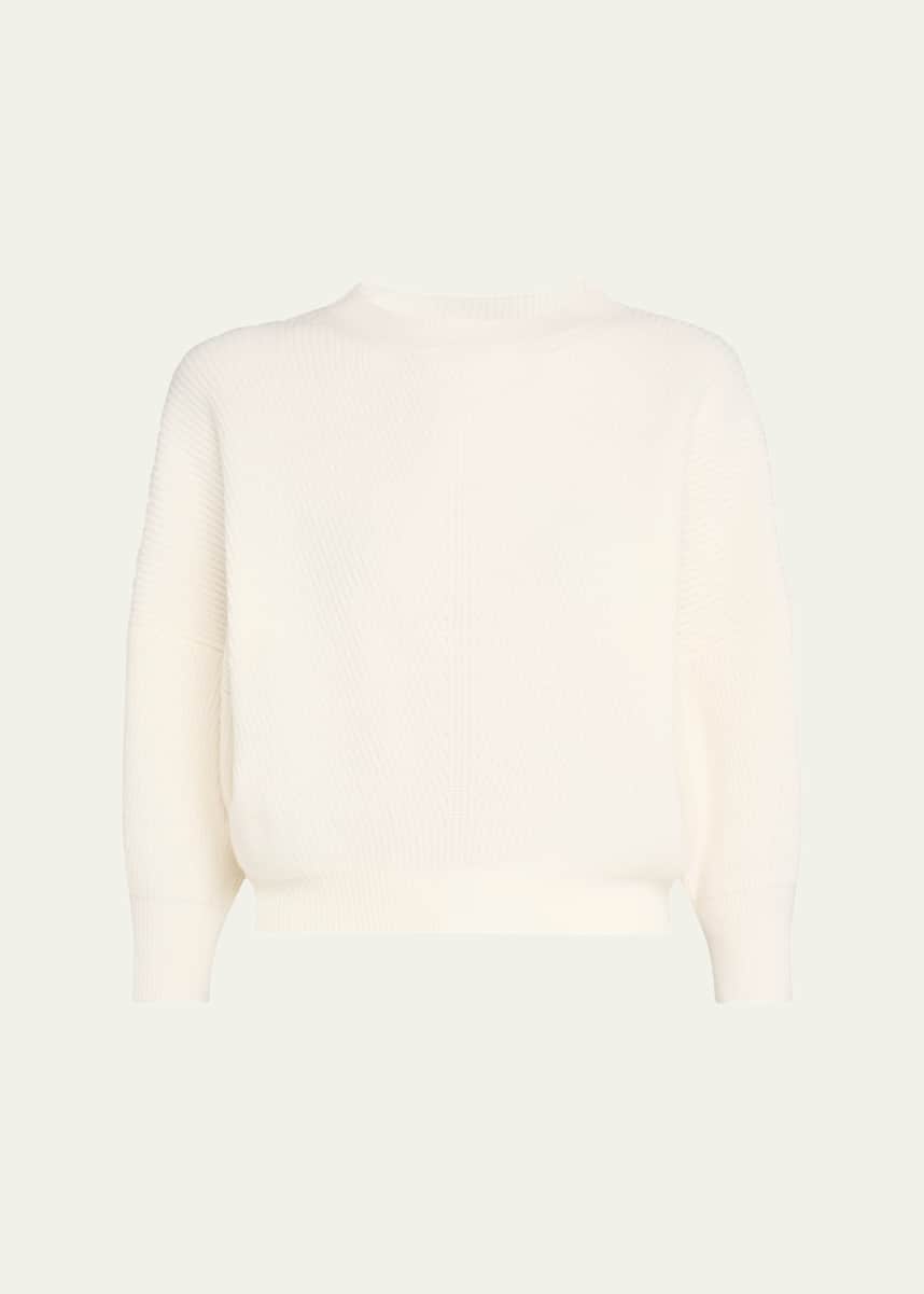 SaSuPhi English Ribbed Three-Quarter Sleeve Wool Cashmere Sweater