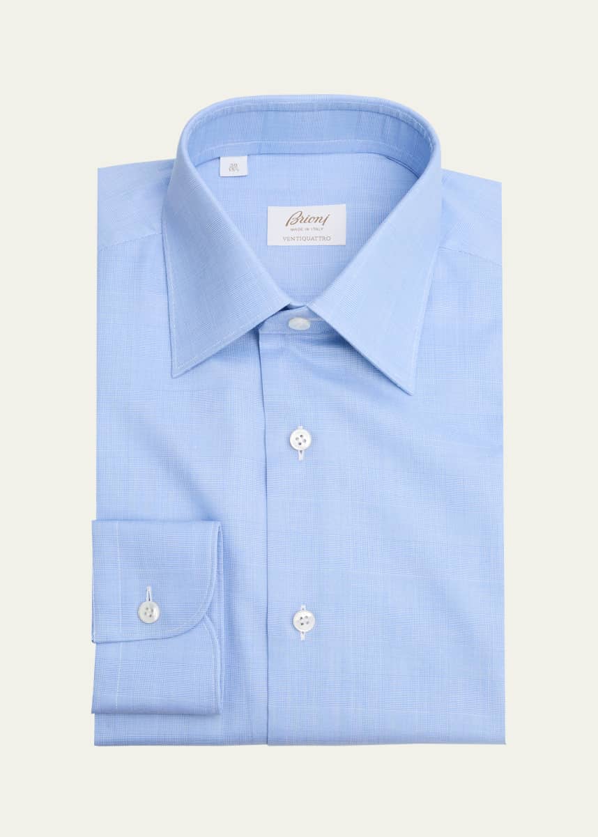 Brioni Men's Ventiquattro Prince of Wales Dress Shirt