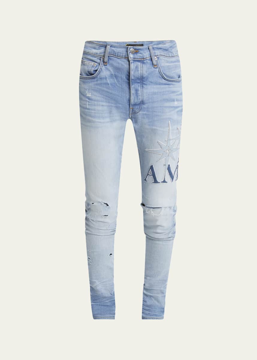 Amiri Men's Starburst Applique Skinny Jeans