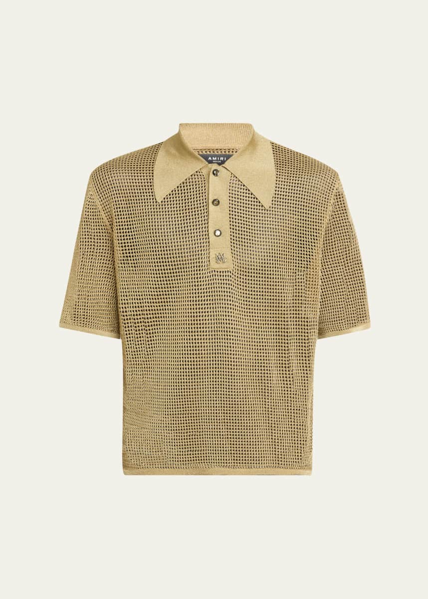 Amiri Men's Lurex Mesh Polo Shirt