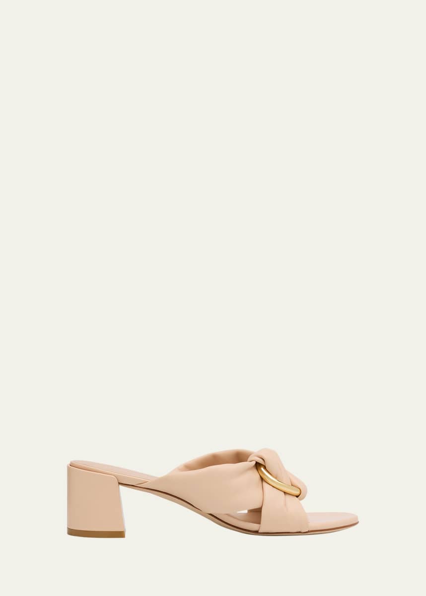 Stuart Weitzman Cece Leather Twisted Ring Slide Sandals