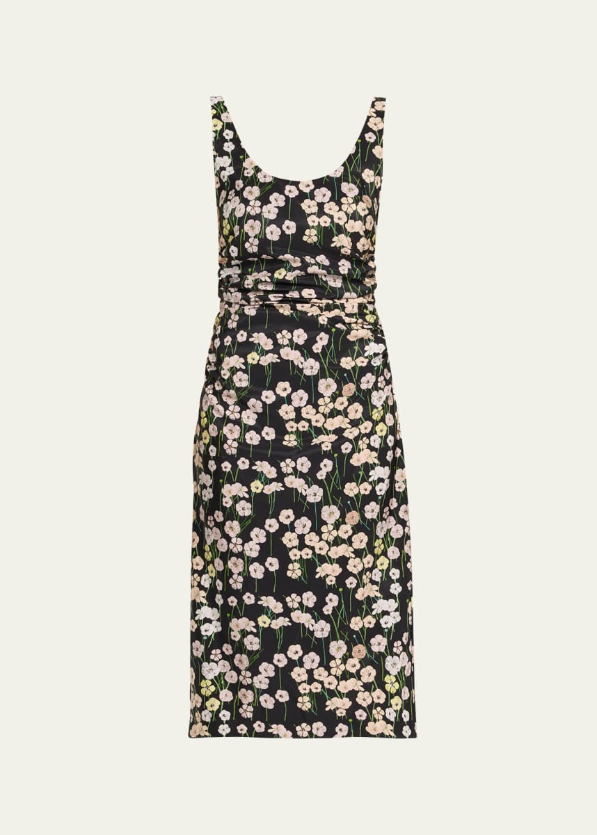 BERNADETTE Gisele Floral Ruched Midi Tank Dress