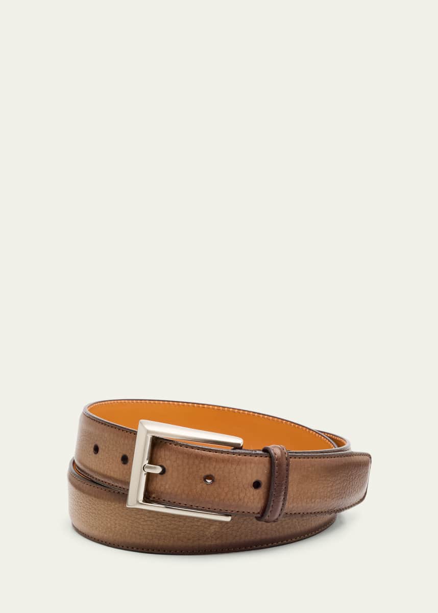 Magnanni Men's Rocas Burnished Leather Belt