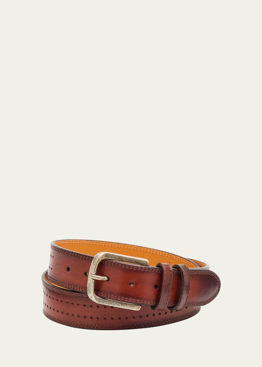 Magnanni Men's Wayne Perforated Leather Belt