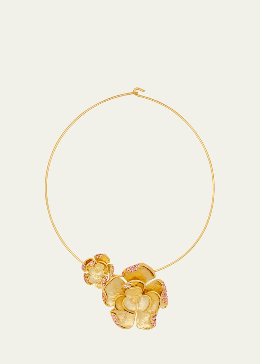 Oscar de la Renta Double Rose Pendant Necklace