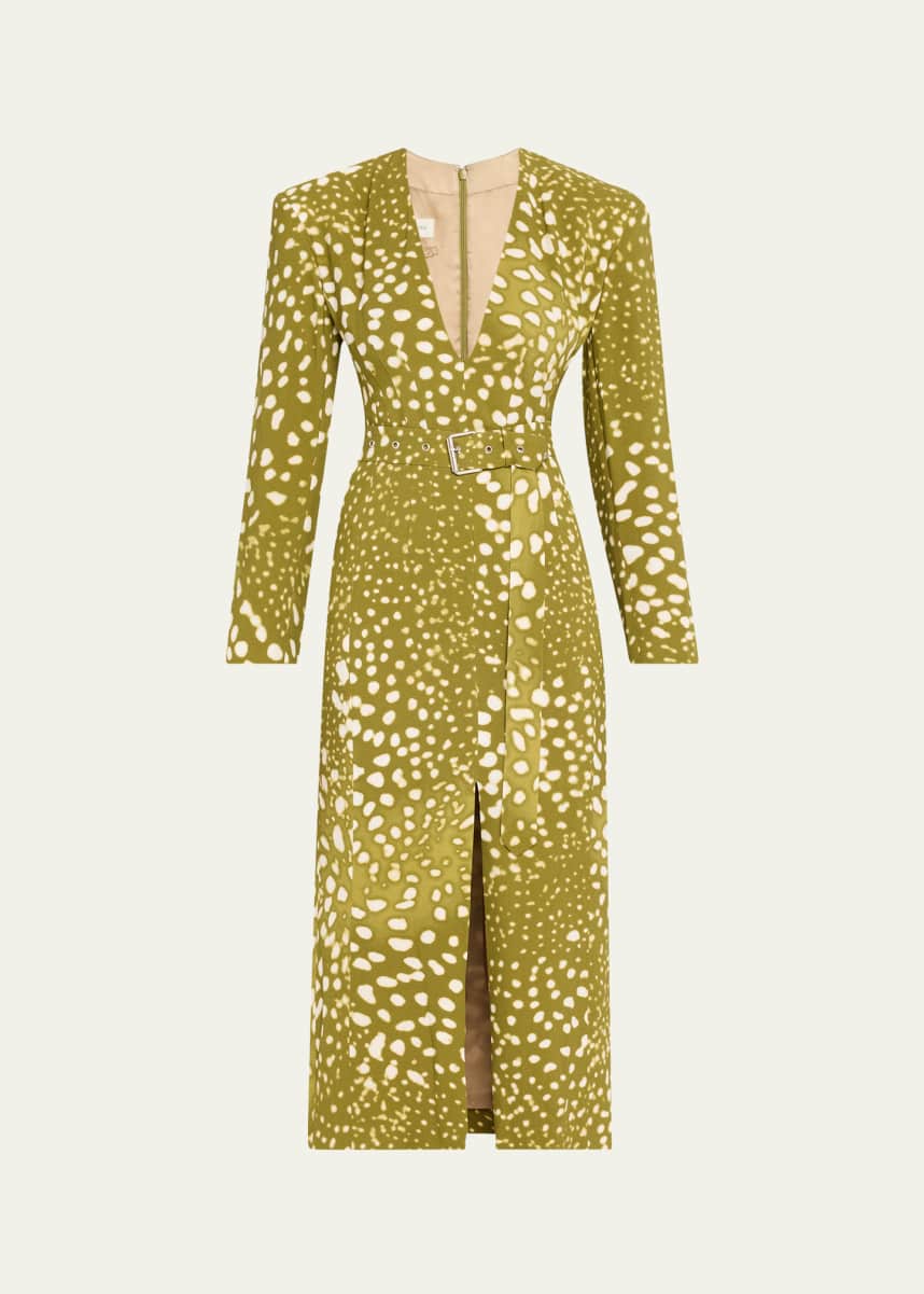 Dries Van Noten Dohana Spot Print Belted Midi Dress