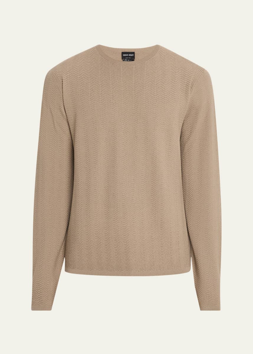 Giorgio Armani Men's Wool Chevron Crewneck Sweater