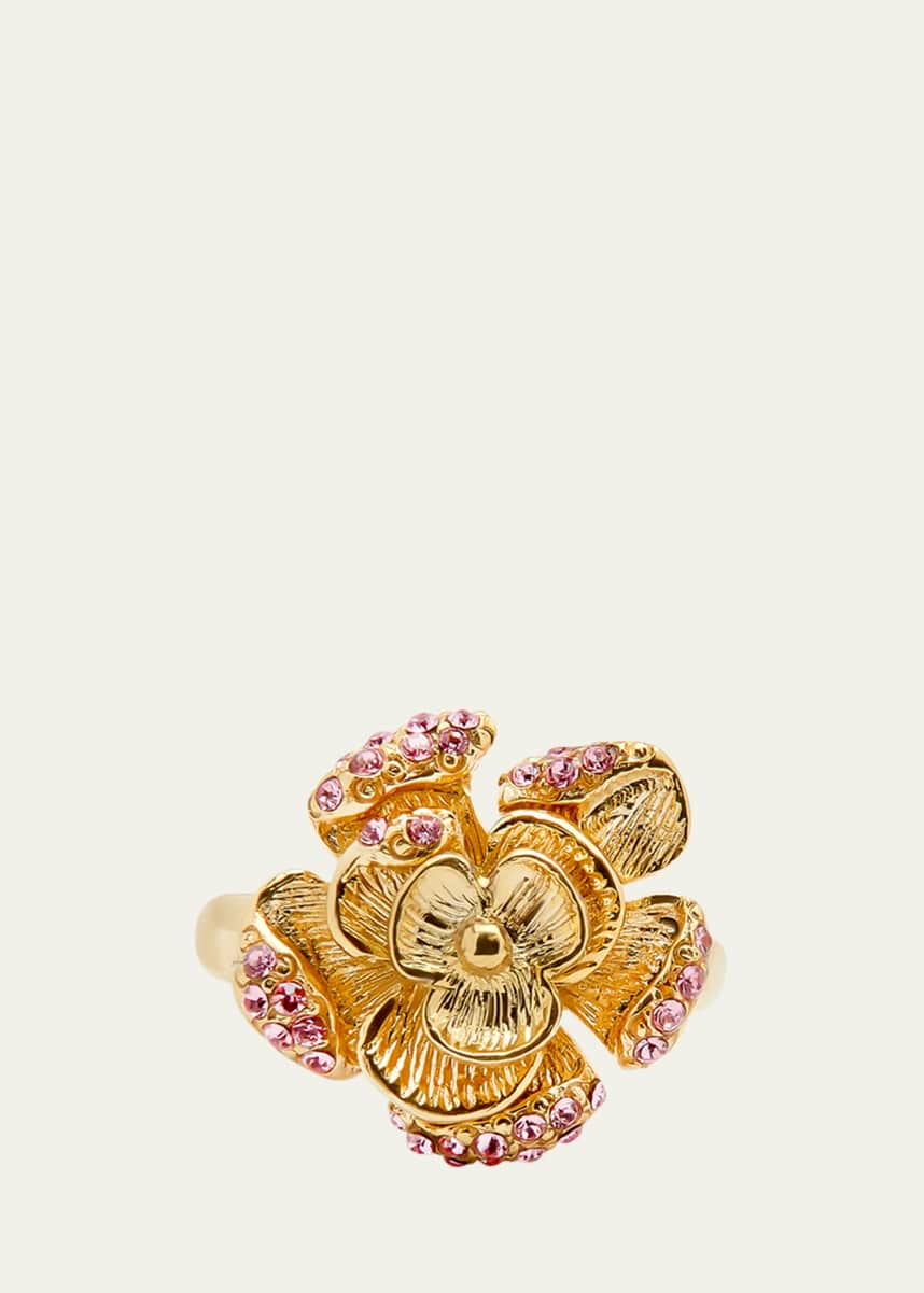 Oscar de la Renta Rose Ring with Pave Crystals