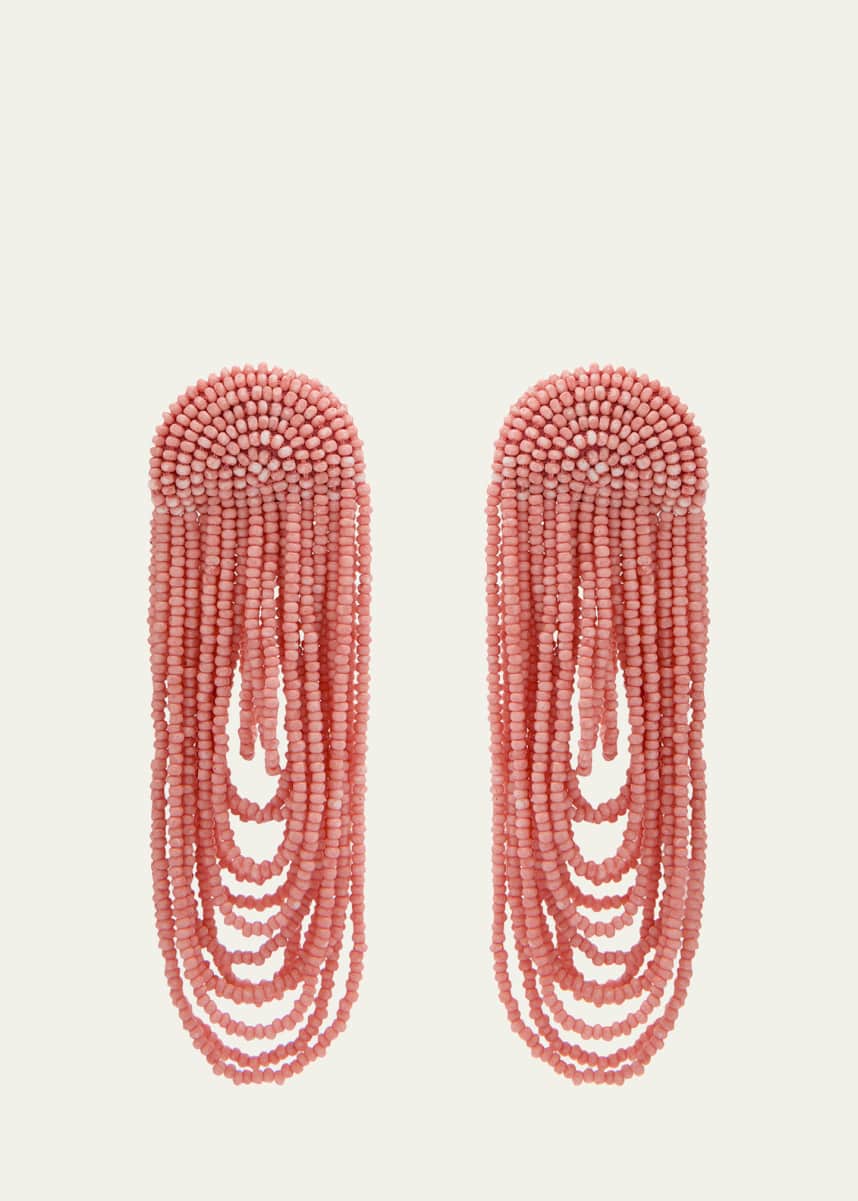 Oscar de la Renta Beaded Double Curtain Earrings