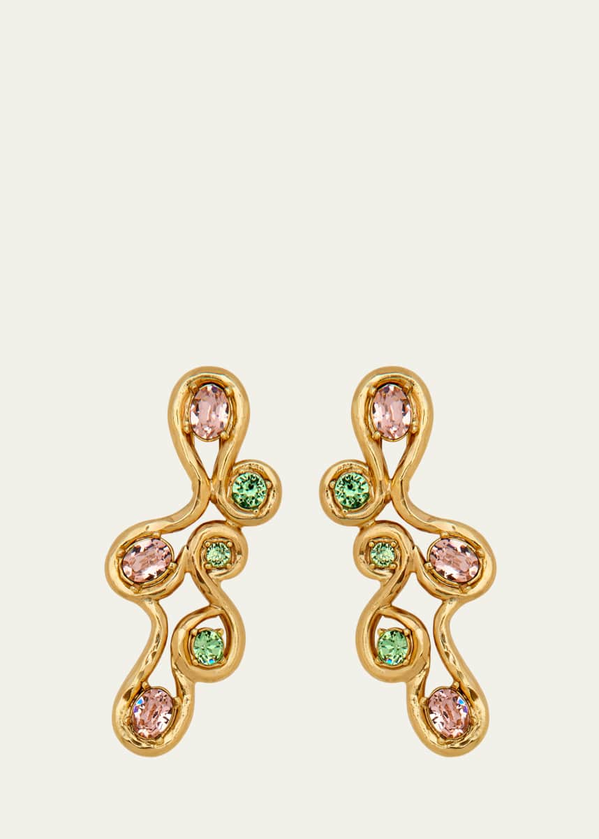 Oscar de la Renta Round Crystal Scrambled Earrings
