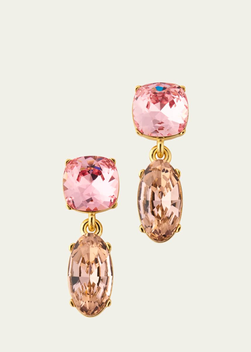 Oscar de la Renta Crystal Two-Drop Earrings