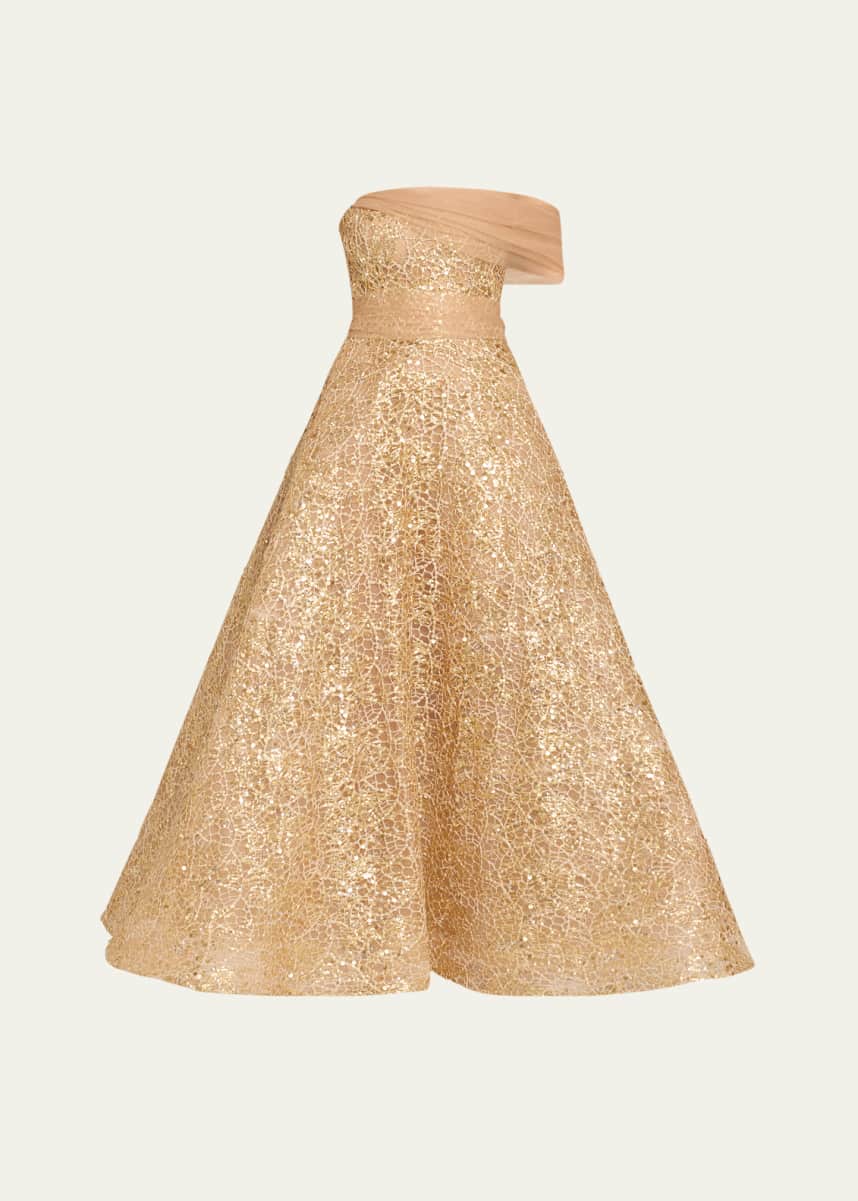 Atelier Prabal Gurung Jo Off-Shoulder Sequined Gown