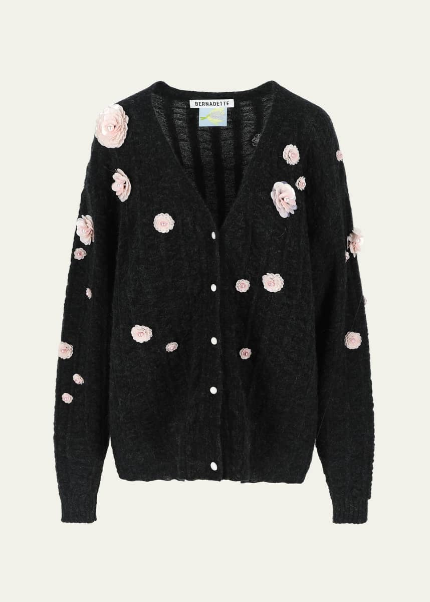 BERNADETTE Cammie Embellished Alpaca Wool Cardigan