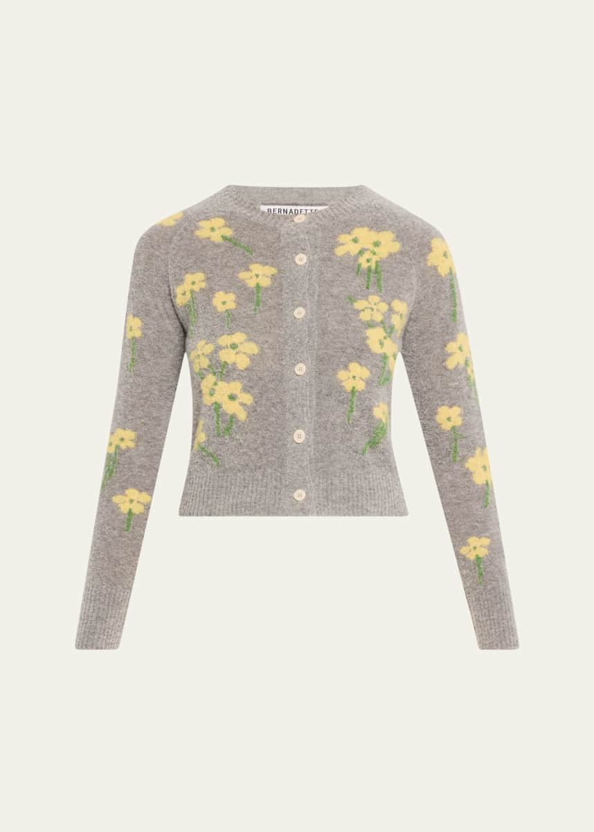 BERNADETTE Nona Shrunken Floral Wool Cardigan