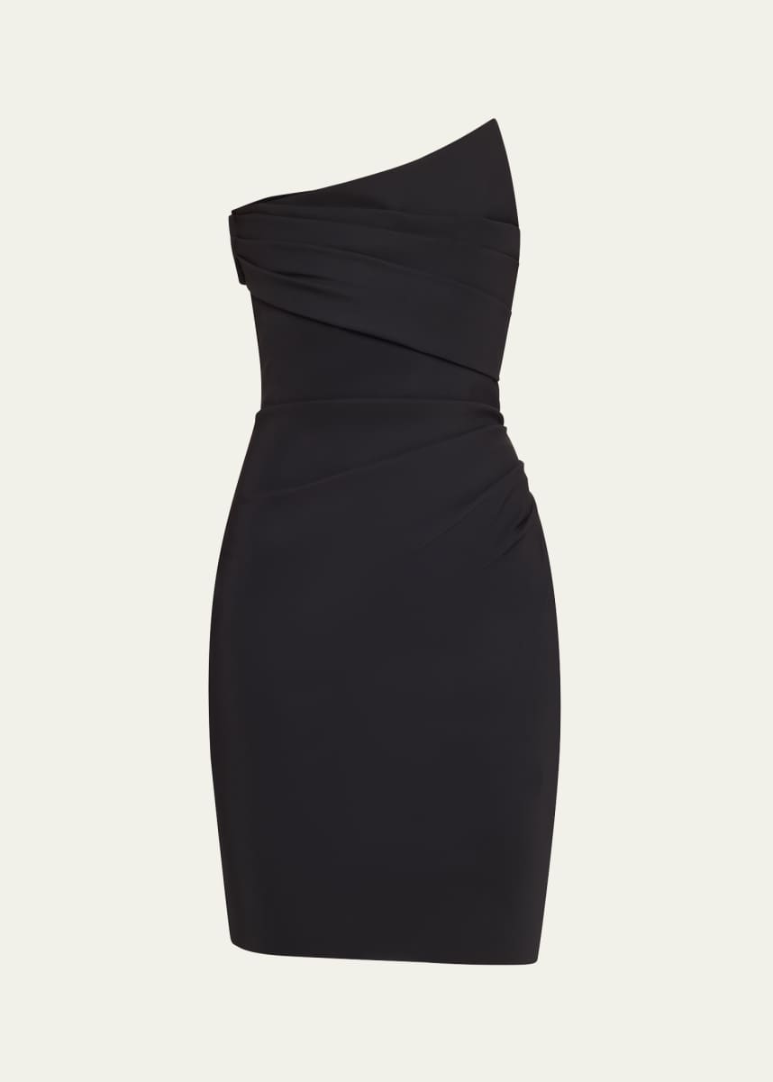 Chiara Boni La Petite Robe Mito Strapless Pleated Jersey Mini Dress
