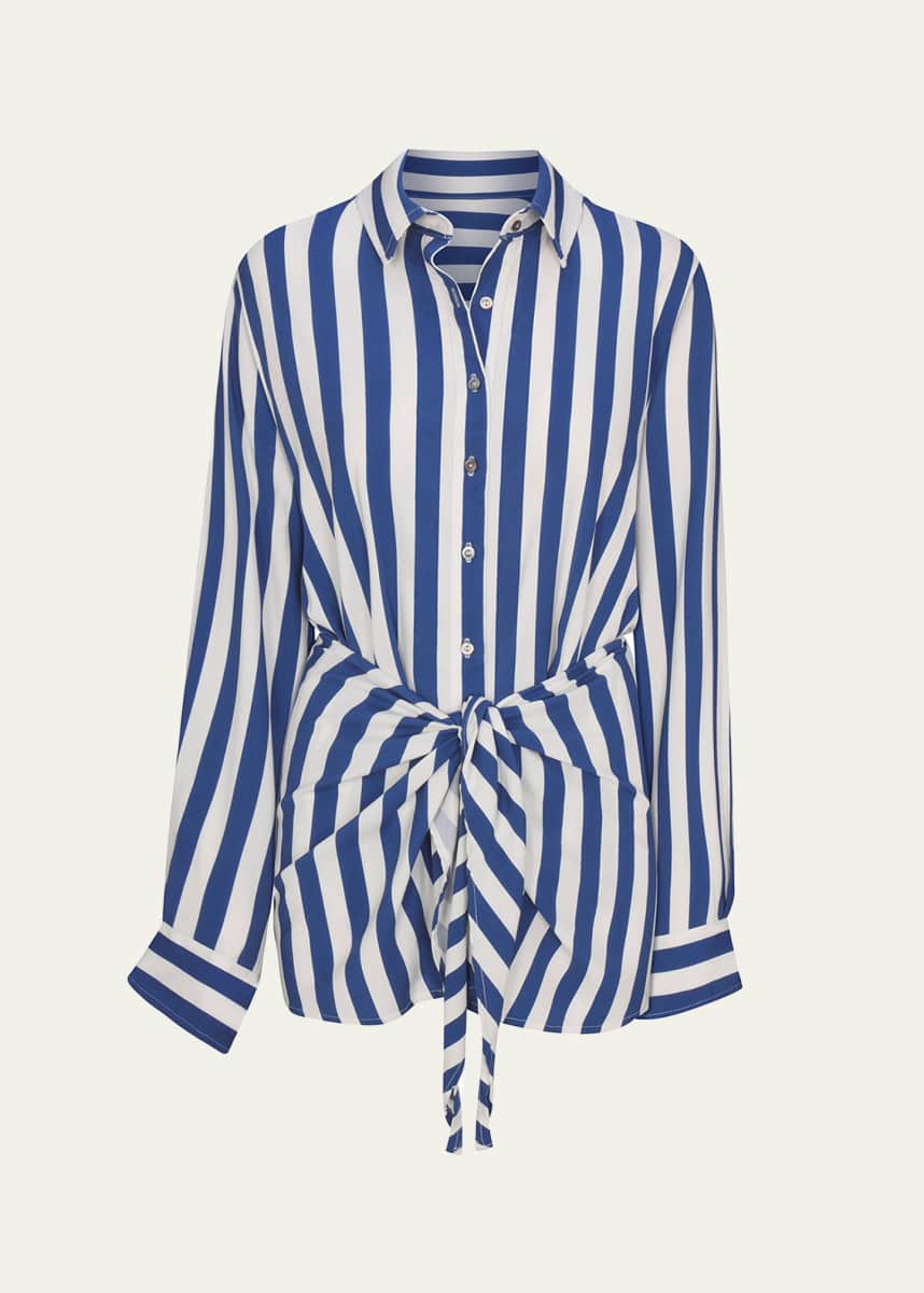 ANEMOS Striped La Button Down Mini Dress