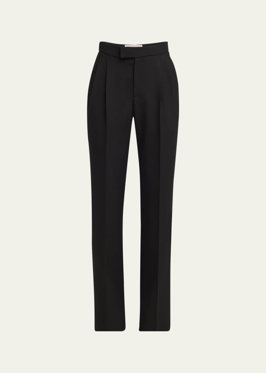 Valentino Garavani Men's Wool Grain de Poudre Tuxedo Pants