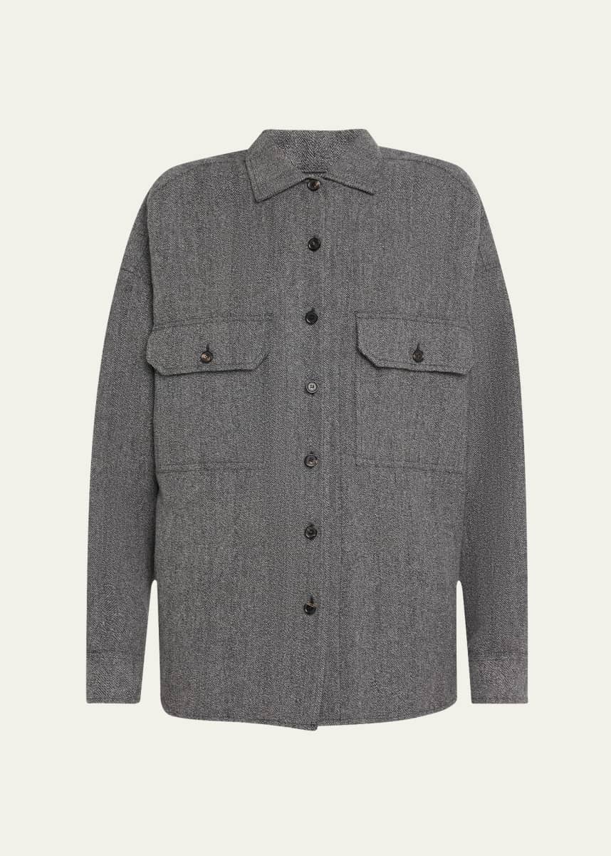 Loro Piana Darby Button Down Wool Cashmere Overshirt