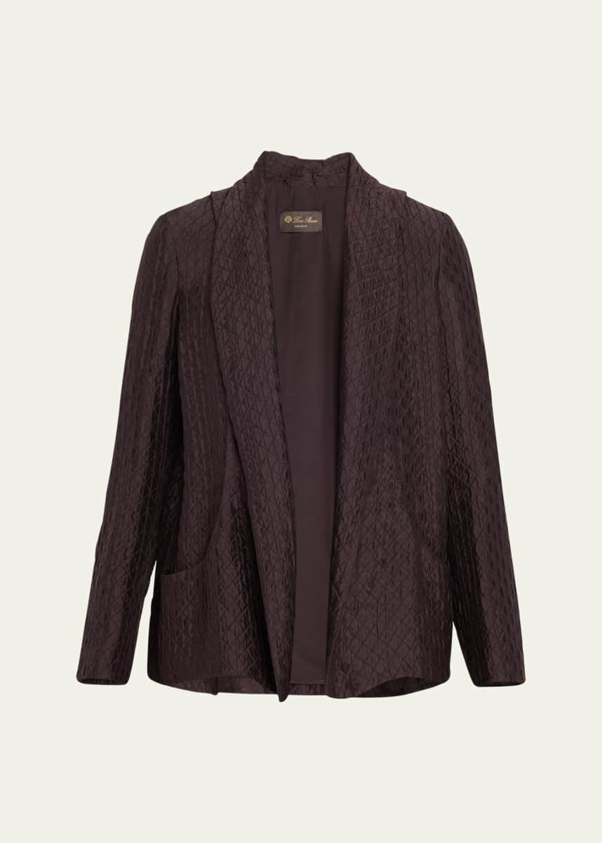 Loro Piana Annie Open-Front Fluid Diamond Cloquet Silk Jacket