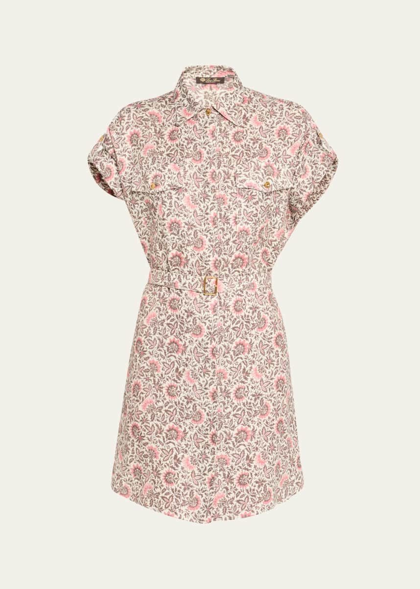Loro Piana Idris Riserva San Nicolo Twill Belted Mini Shirtdress