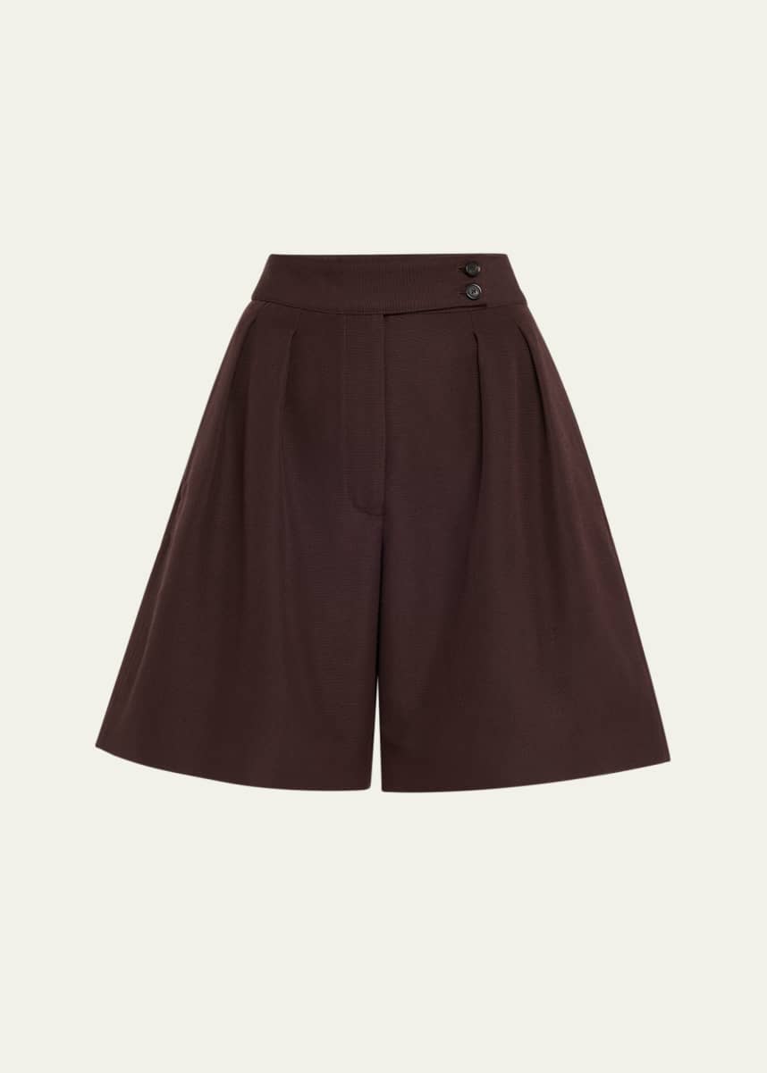 Loro Piana Dorin Pleated Bermuda Silk Shorts