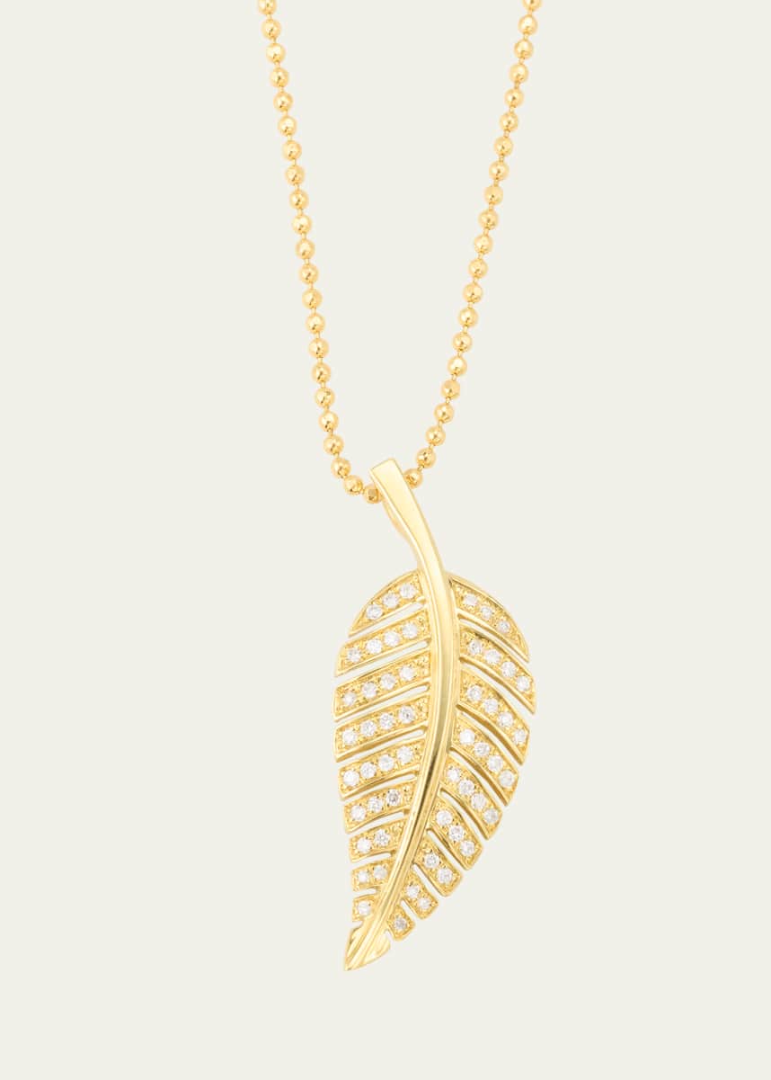 Jennifer Meyer 18K Yellow Gold Small Leaf Diamond Necklace