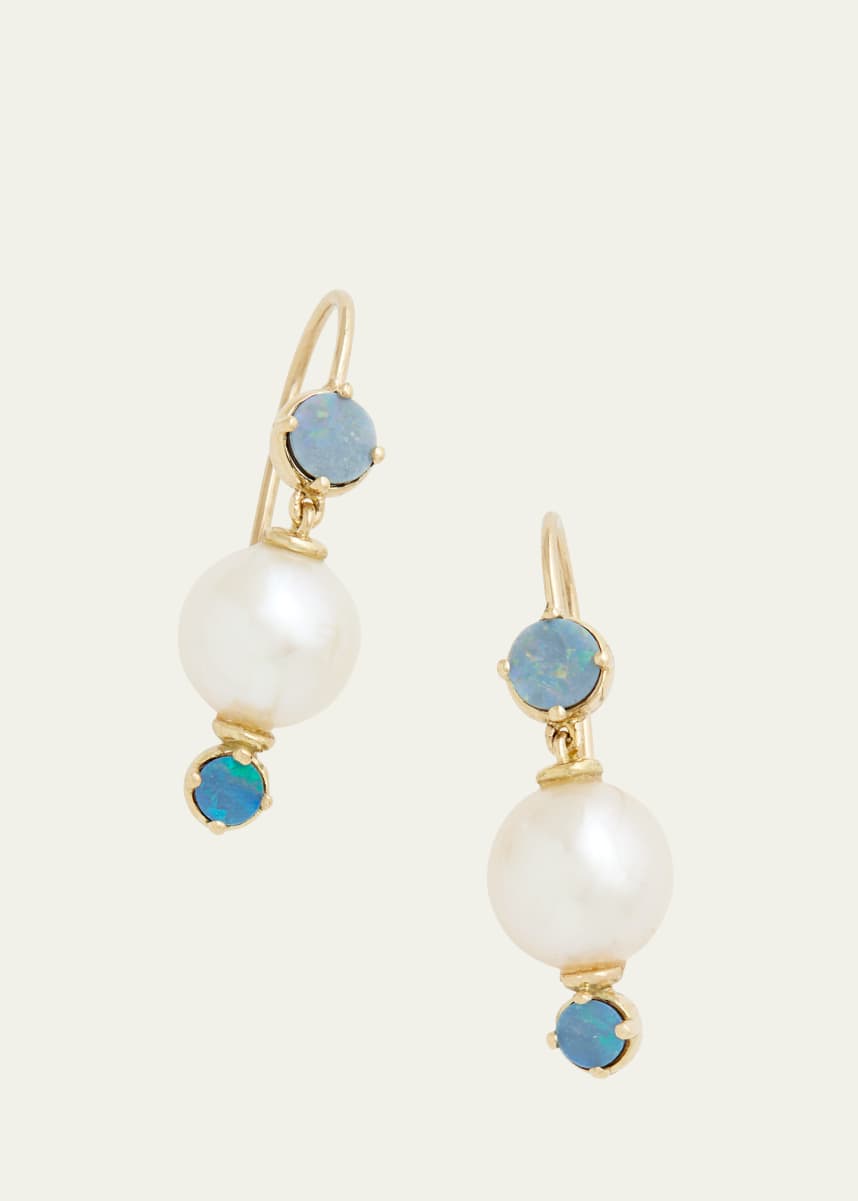 Jamie Wolf 18K Yellow Gold Pearl Drop Earrings with Opal