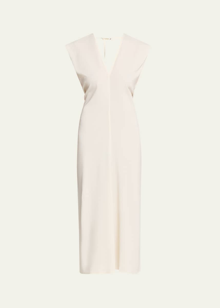 St. Agni Plunge-Neck Draped Maxi Dress