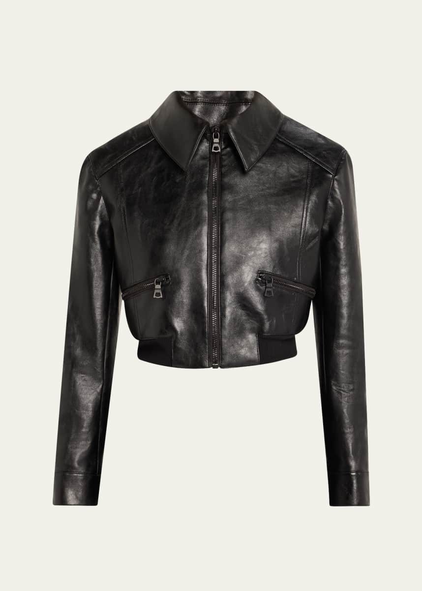 Alice + Olivia Hyde Cropped Vegan Leather Jacket