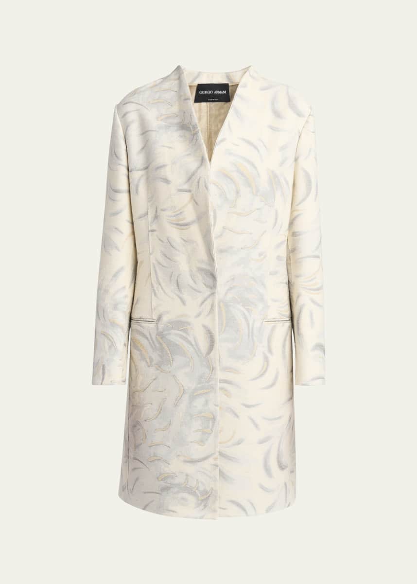 Giorgio Armani Abstract V-Neck Silk Coat