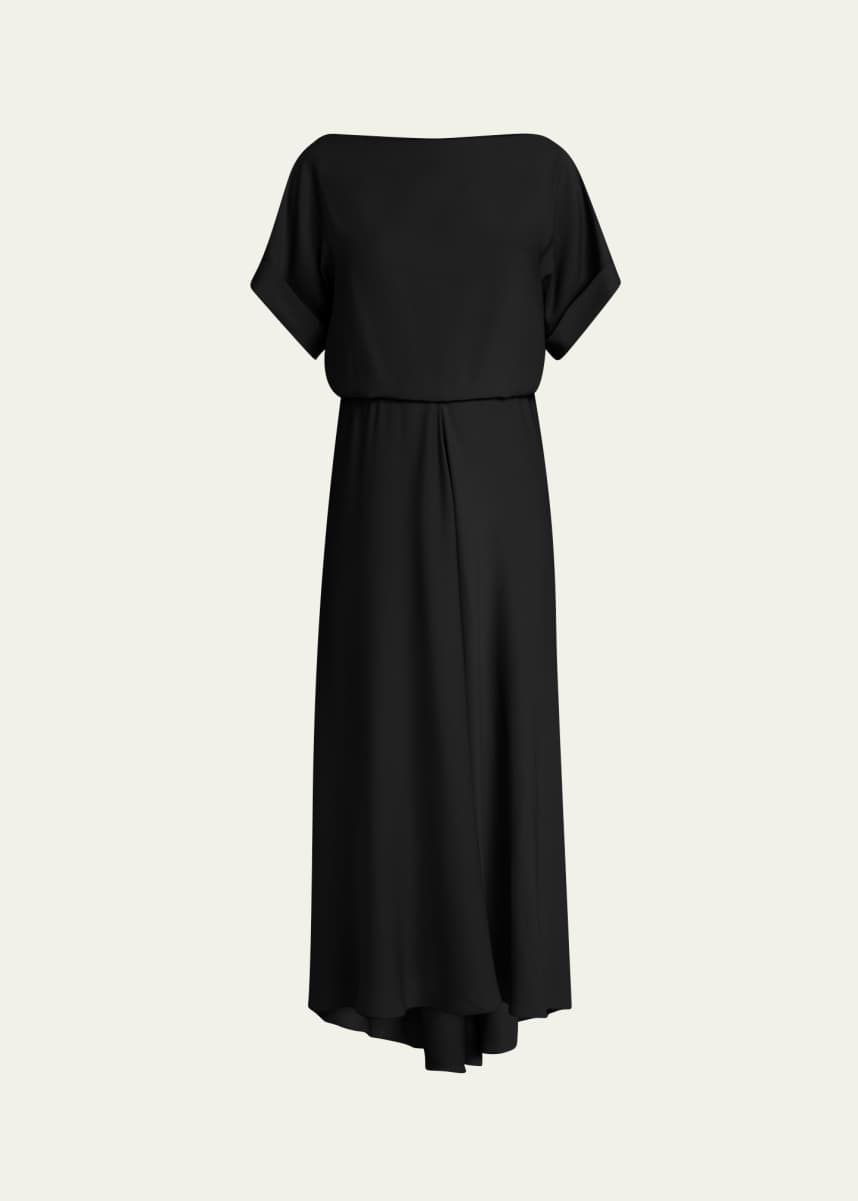 Giorgio Armani High-Low Boatneck Silk Dress