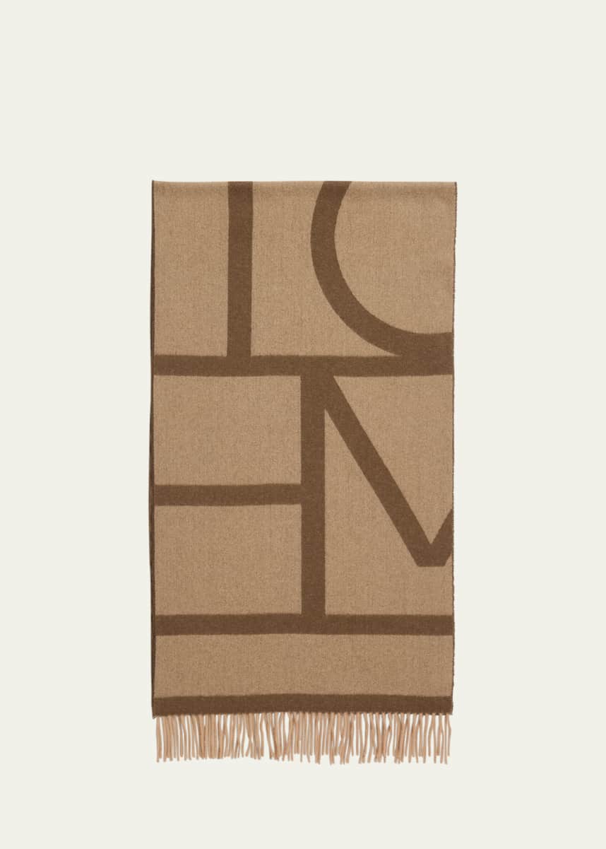 como scarf tobacco monogram Toteme Wool Tonal Monogram Scarf