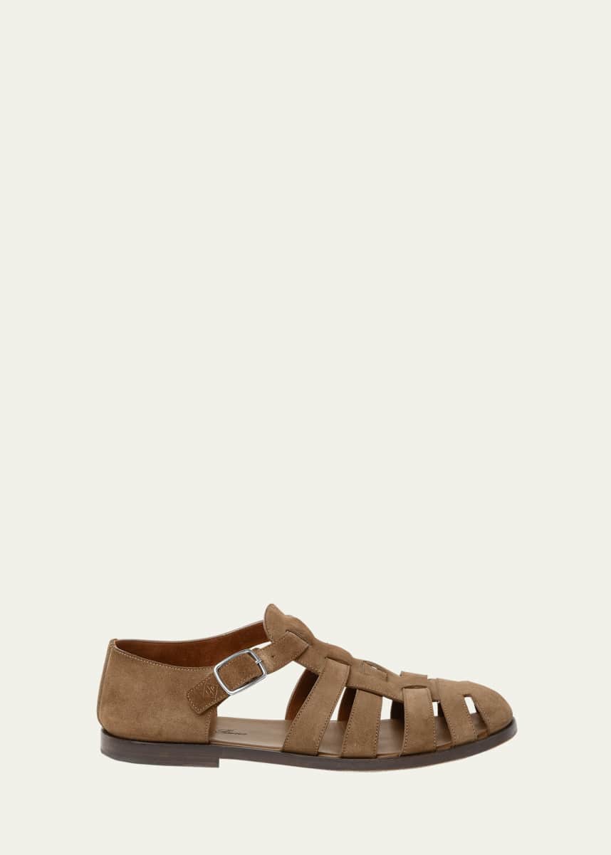 Loro Piana Men's Maxime Walk Suede Fisherman Sandals