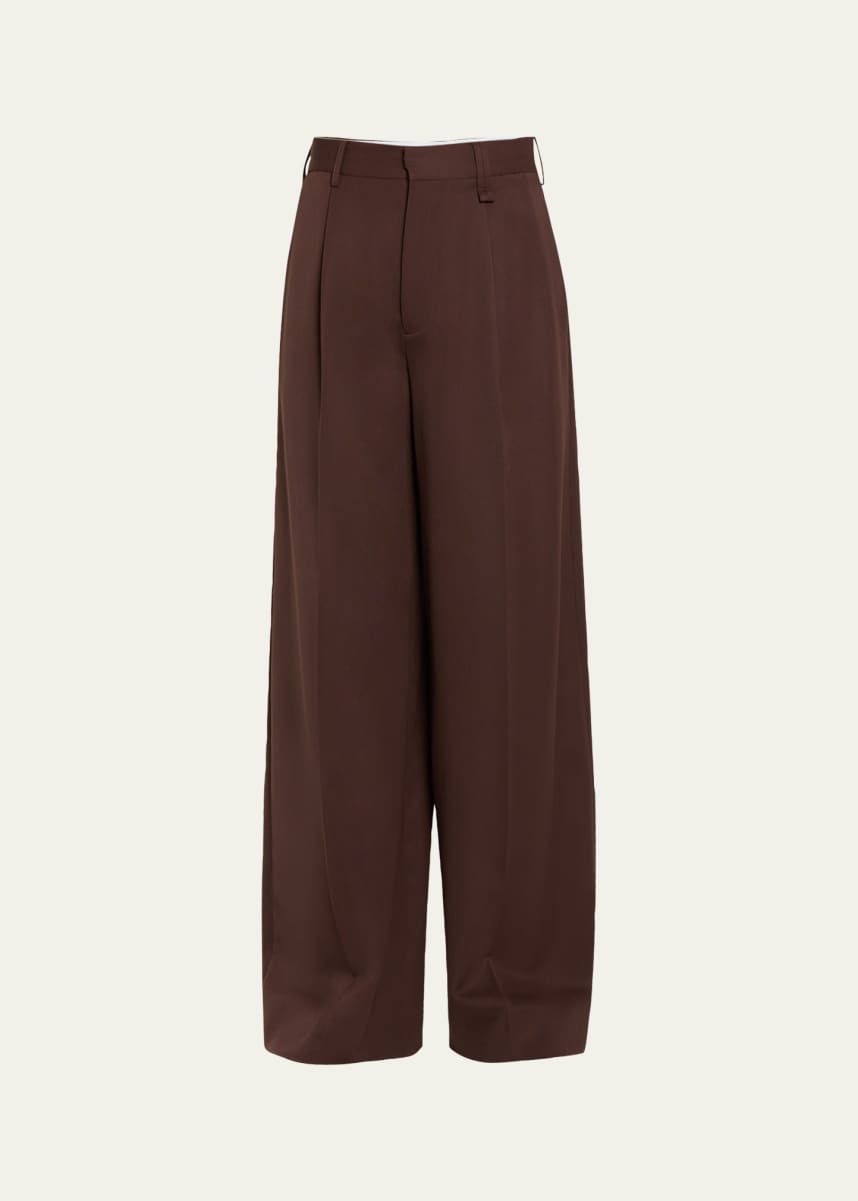 Simone Rocha Men's Pleated Wide-Leg Trousers