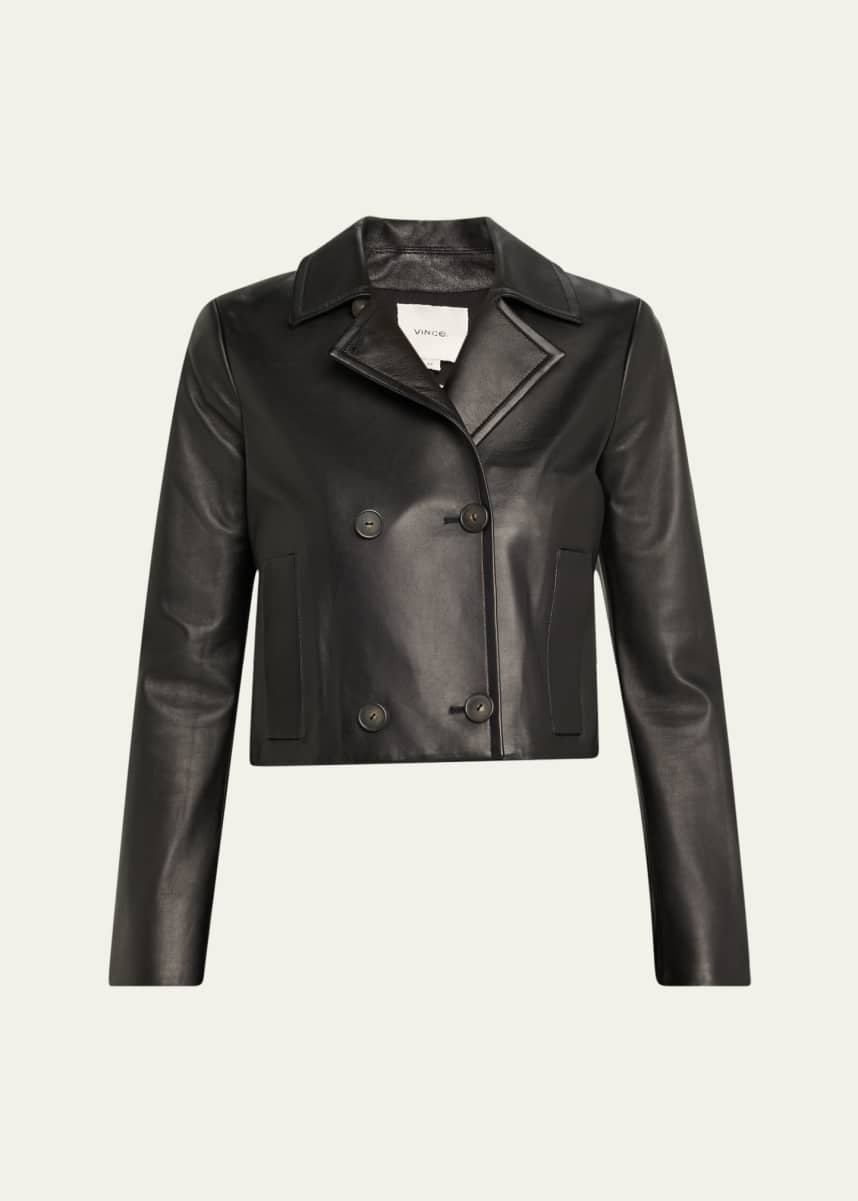 Vince Shrunken Leather Peacoat