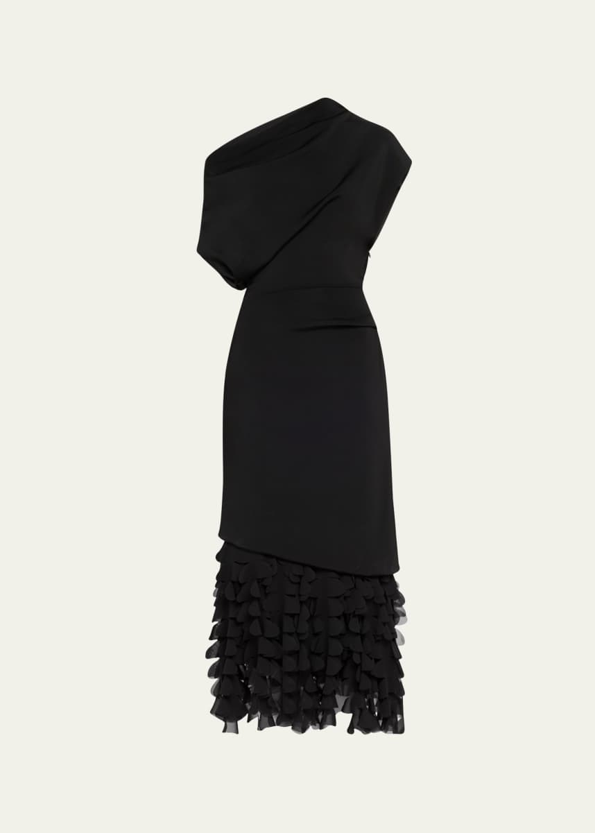 Brandon Maxwell The Lainey Asymmetric Draped 3D Petal Dress