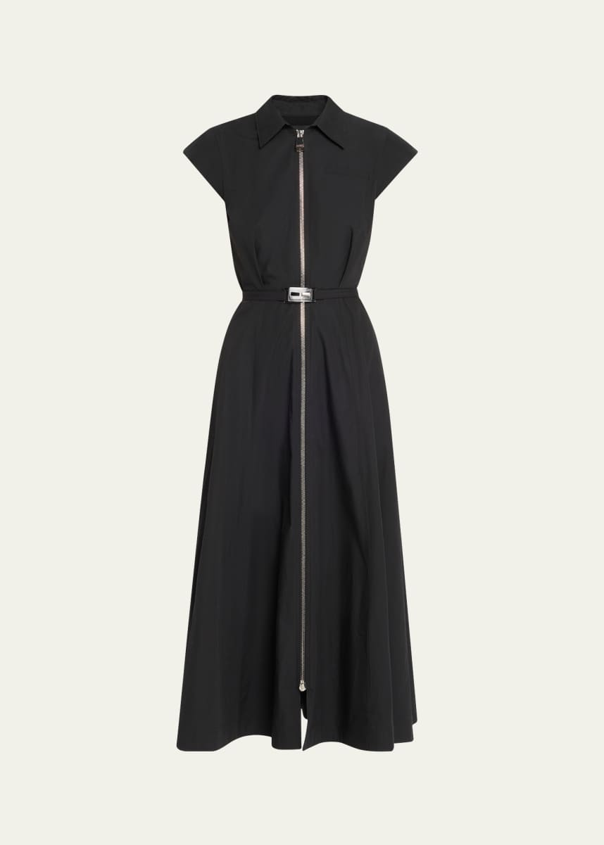 Brandon Maxwell The Jace Zip-Up Belted Maxi Dress