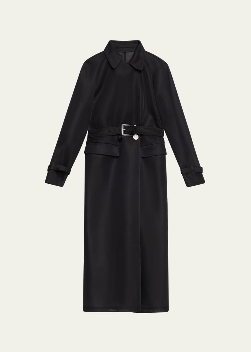 Brandon Maxwell The Lineisy Belted Semi-Sheer Trench Coat