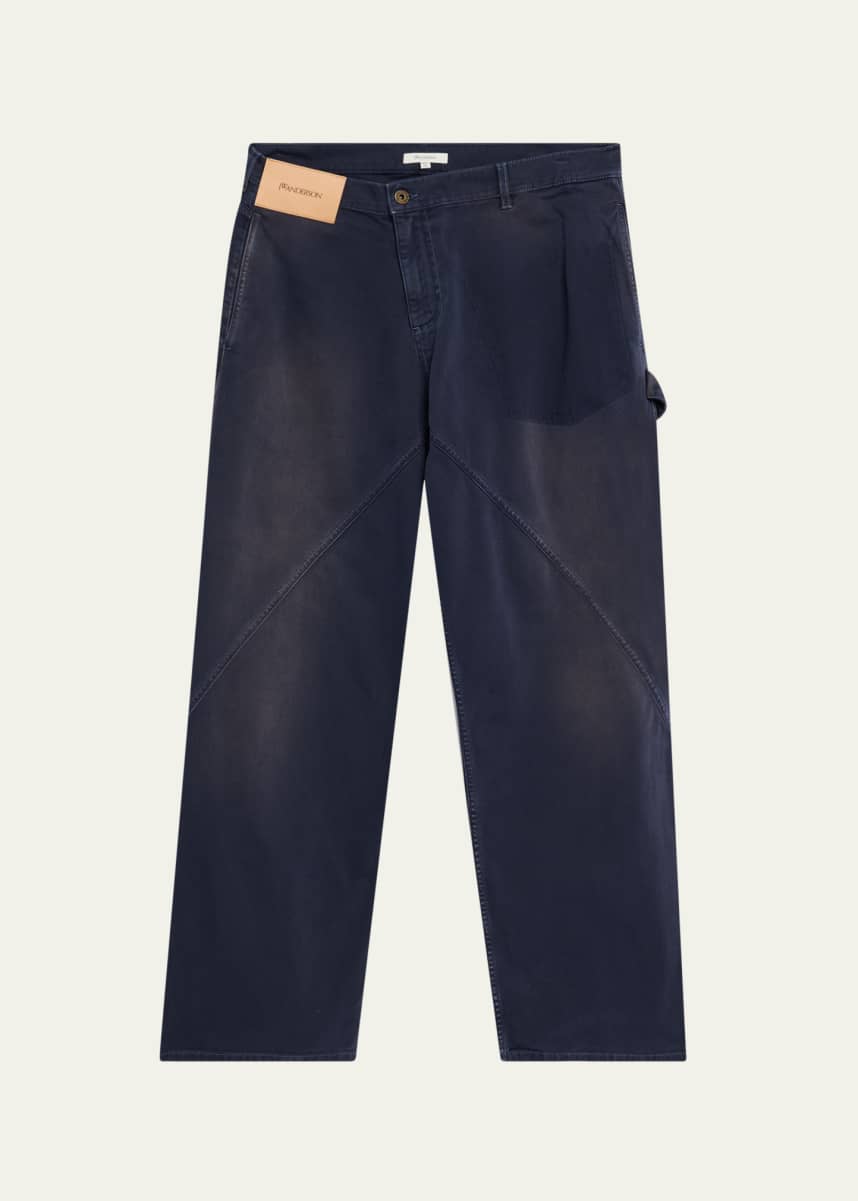 JW Anderson Men's Sun-Faded Twisted Jeans