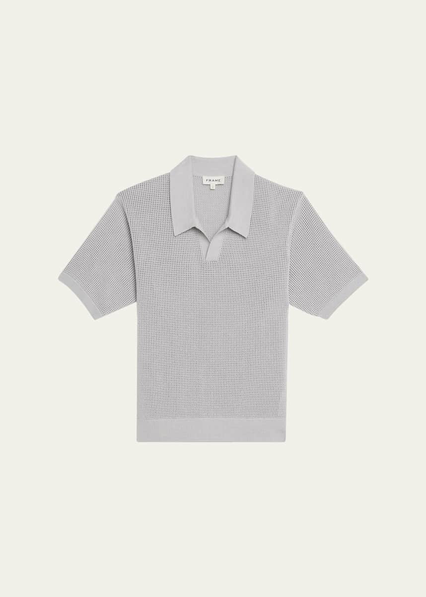 FRAME Men's Mesh Knit Polo Shirt