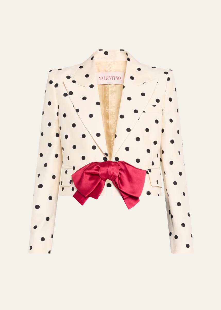 Valentino Garavani Polka-Dot Crop Blazer With Bow