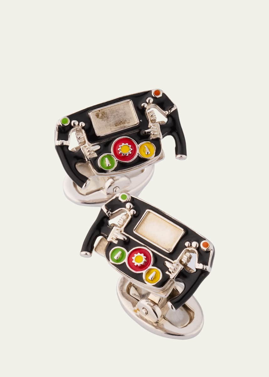 Jan Leslie Men's Race Car Dashboard Enamel and Sterling Silver Cufflinks