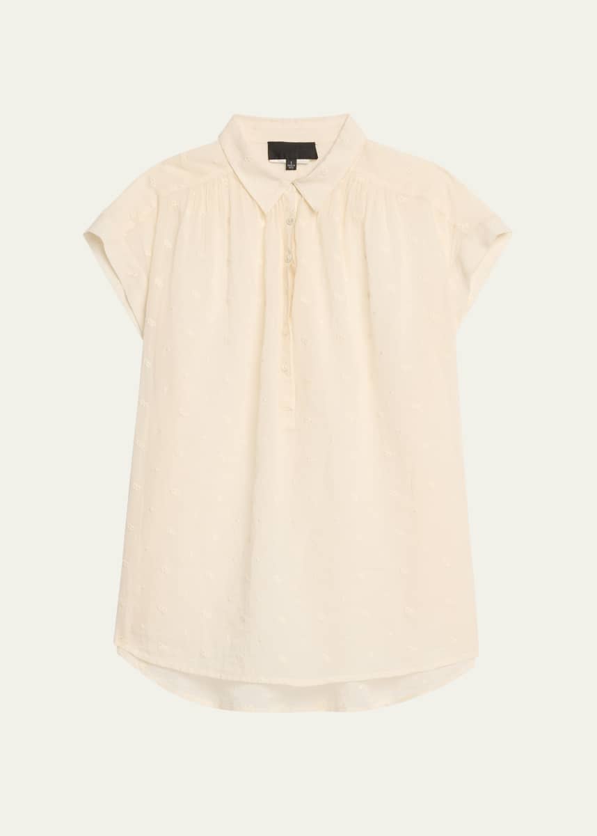 Nili Lotan Normandy Eyelet Shirring Blouse