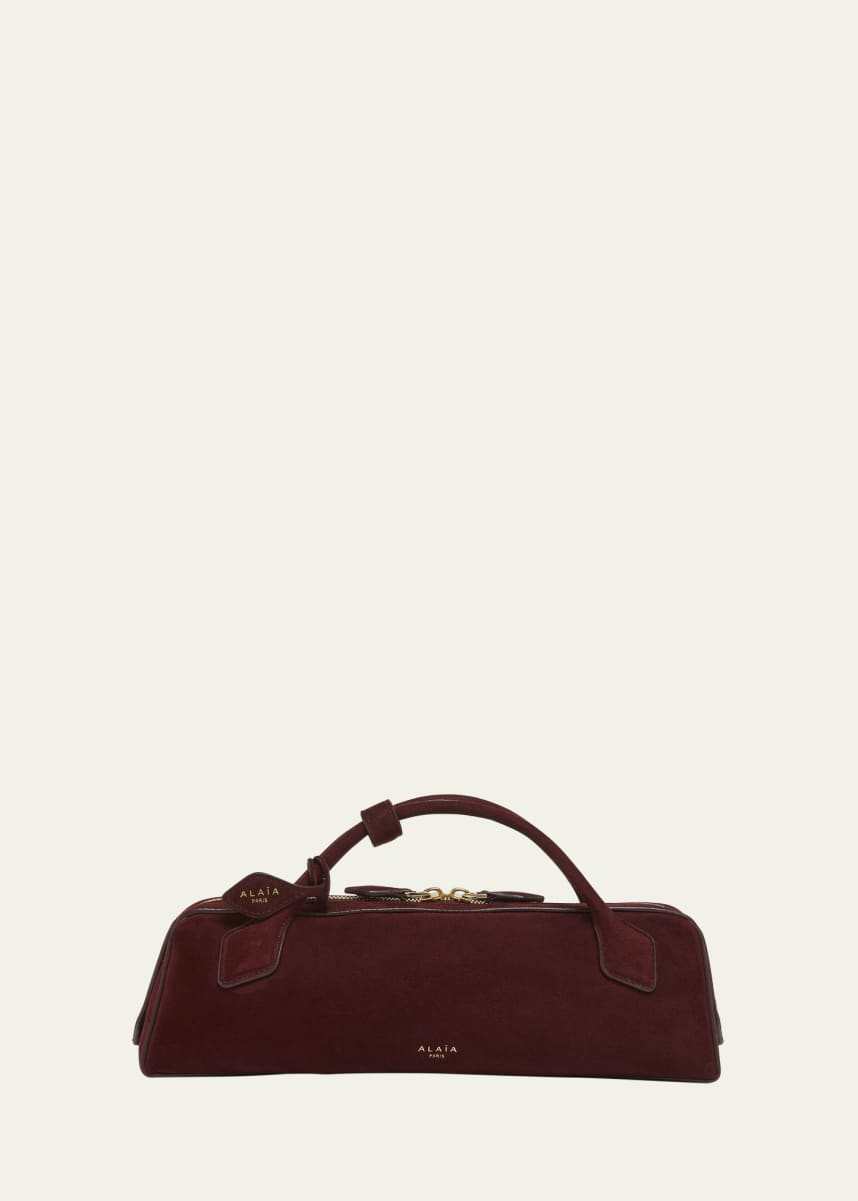ALAIA Teckel Top-Handle Bag in Suede and Leather