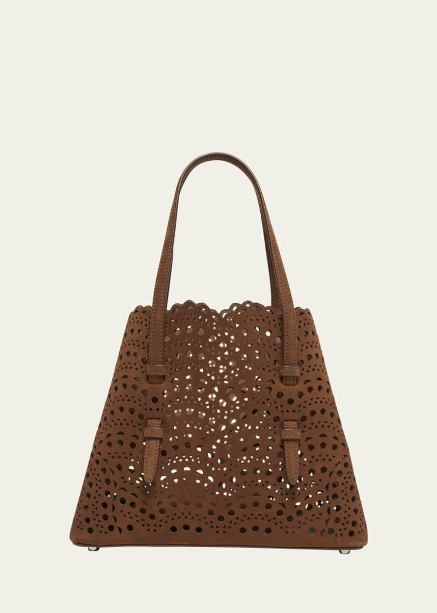 ALAIA Mina 25 Tote Bag in Perforated Nubuck Leather