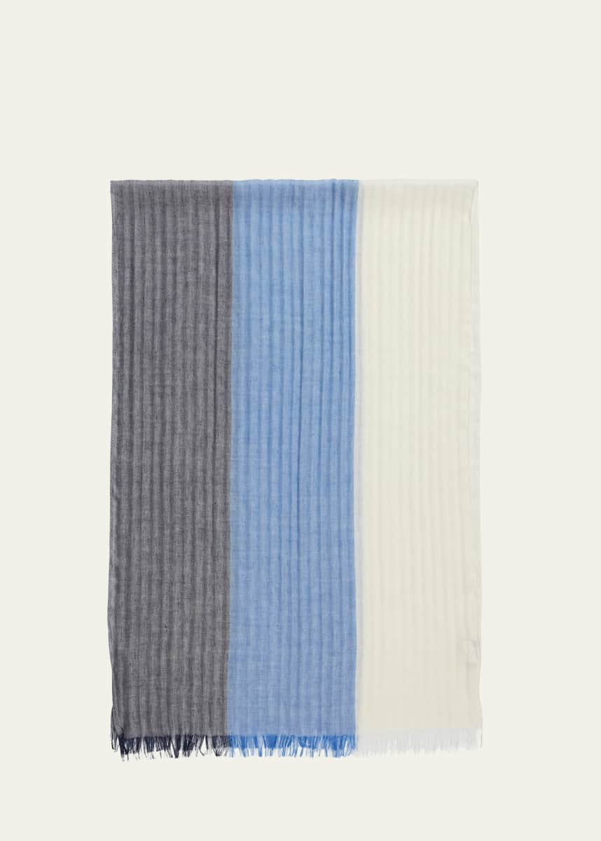 PIACENZA Men's Linen and Cashmere Stripe Scarf