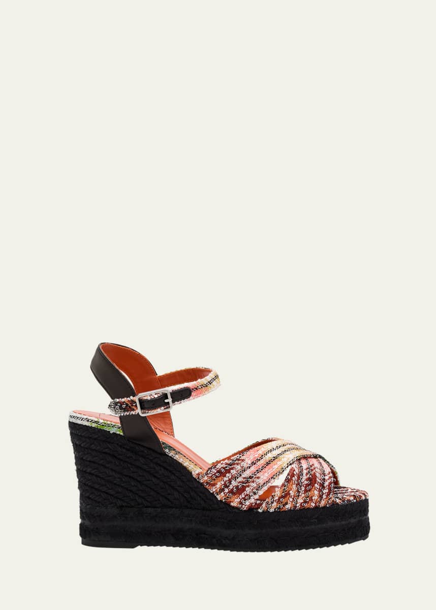 Missoni Carmen Paillette Crisscross Wedge Sandals