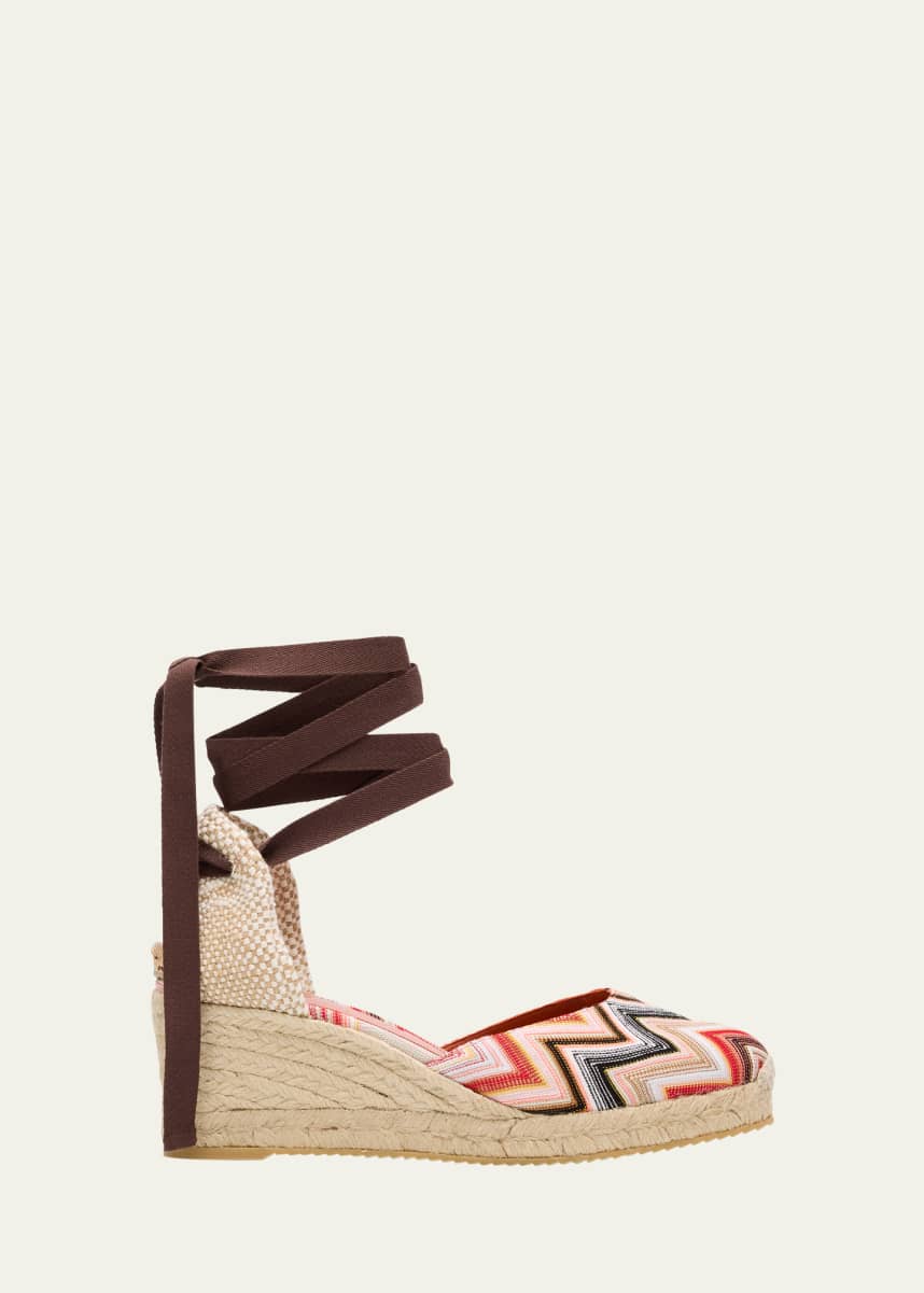 Missoni Eva Multi Chevron Ankle-Wrap Espadrilles