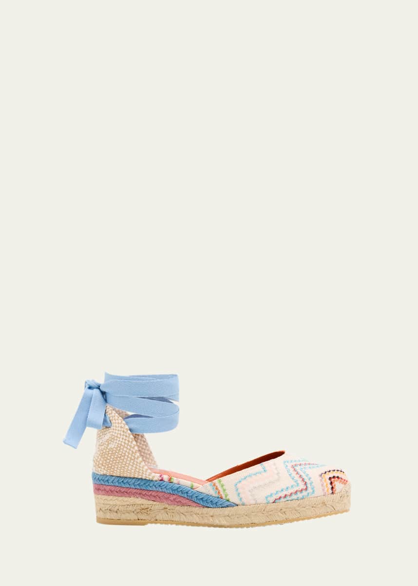 Missoni Eva Chevron Multi Ankle-Wrap Espadrilles