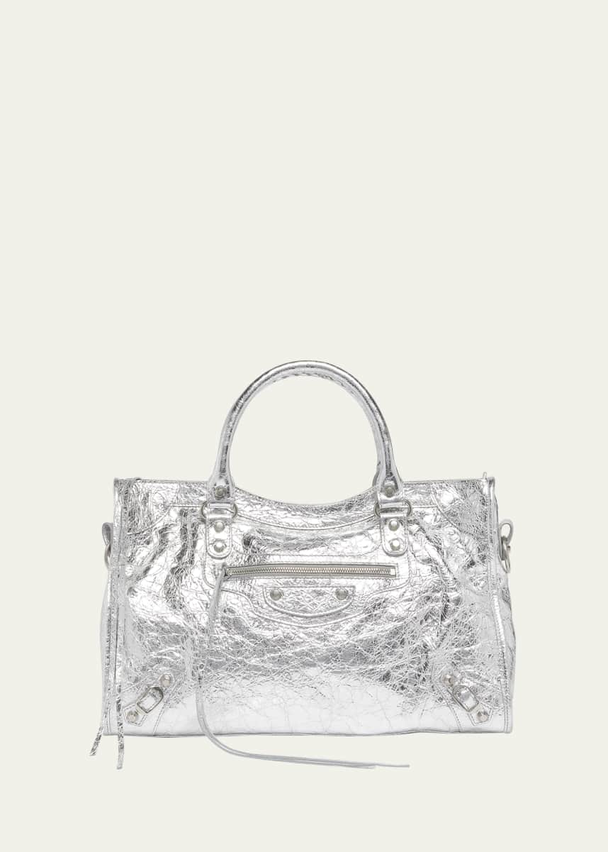 Balenciaga Le City Medium Metallic Leather Tote Bag